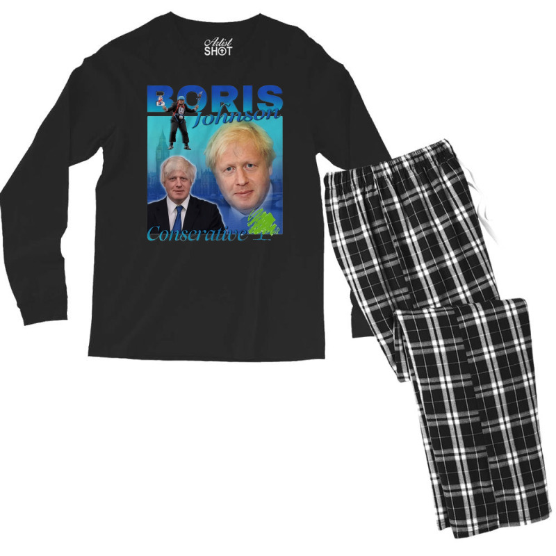 Boris Johnson, Conservative, Boris Johnson Vintage, Boris Johnson Pain Men's Long Sleeve Pajama Set by cm-arts | Artistshot