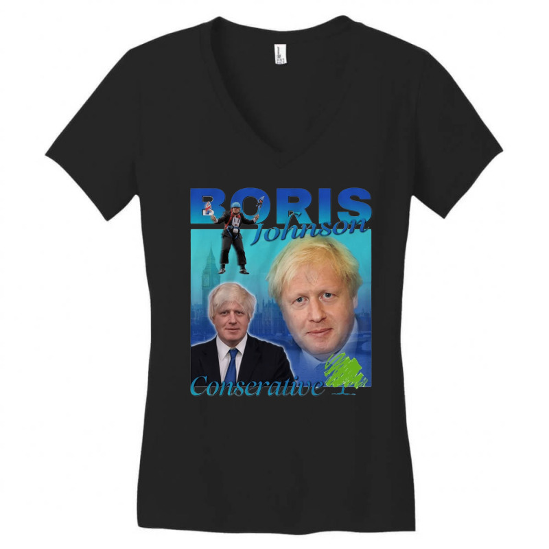 Boris Johnson, Conservative, Boris Johnson Vintage, Boris Johnson Pain Women's V-Neck T-Shirt by cm-arts | Artistshot