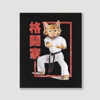 Cat Karate Player , Cat Samurai , Japanese Style T Shirt Portrait Canvas Print | Artistshot