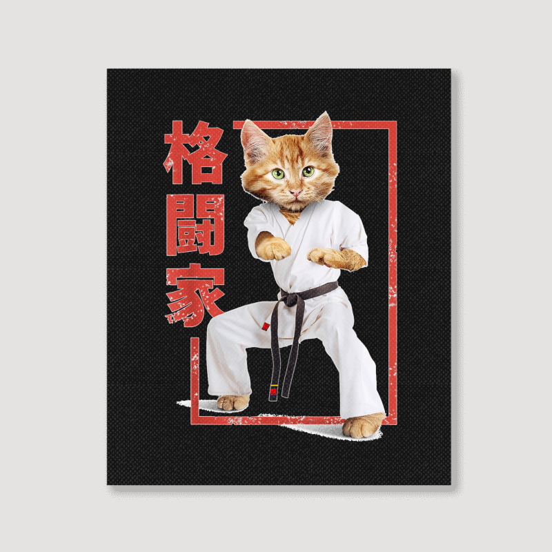 Cat Karate Player , Cat Samurai , Japanese Style T Shirt Portrait Canvas Print | Artistshot