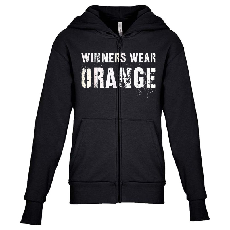 Winners Wear Orange Summer Camp Team Color War Game Event Youth Zipper Hoodie by Newest | Artistshot