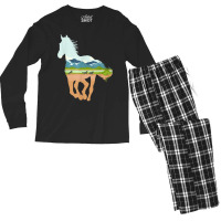 Horse Print With Landscape Horse Lover, Animal Horse Men's Long Sleeve Pajama Set | Artistshot