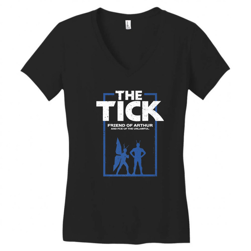 The Tick Friend Of Arthur Vintage Silhouette Women's V-Neck T-Shirt by ShekizaHughes | Artistshot