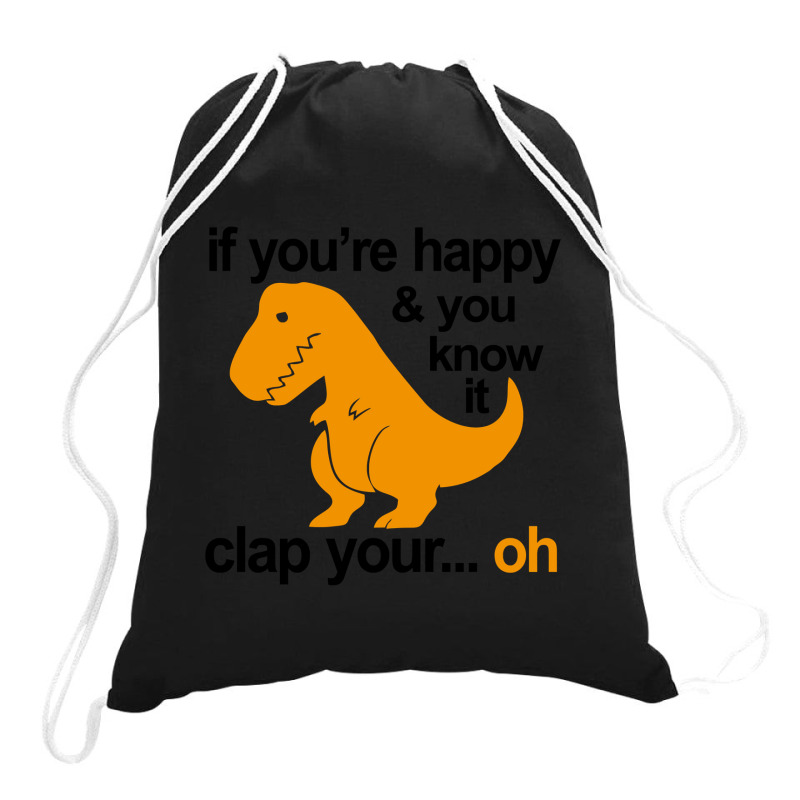 T Rex Clap Your Hands Drawstring Bags | Artistshot