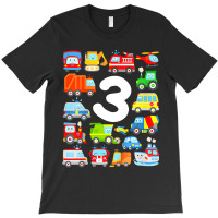 Kids 3rd Birthday Toddler Boy Vehicles Trucks Planes Boat Police T-shirt | Artistshot