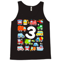 Kids 3rd Birthday Toddler Boy Vehicles Trucks Planes Boat Police Tank Top | Artistshot