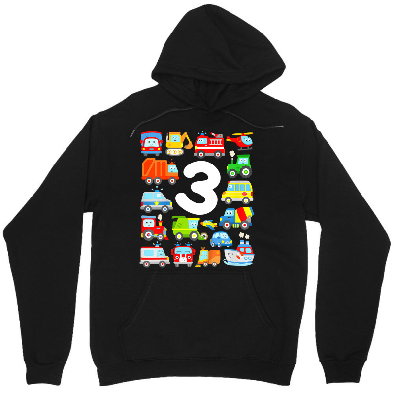 Kids 3rd Birthday Toddler Boy Vehicles Trucks Planes Boat Police Unisex Hoodie | Artistshot