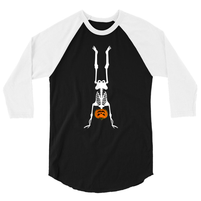 Skeleton Pumpkin Handstand Gymnastics Halloween 3/4 Sleeve Shirt by Newest | Artistshot