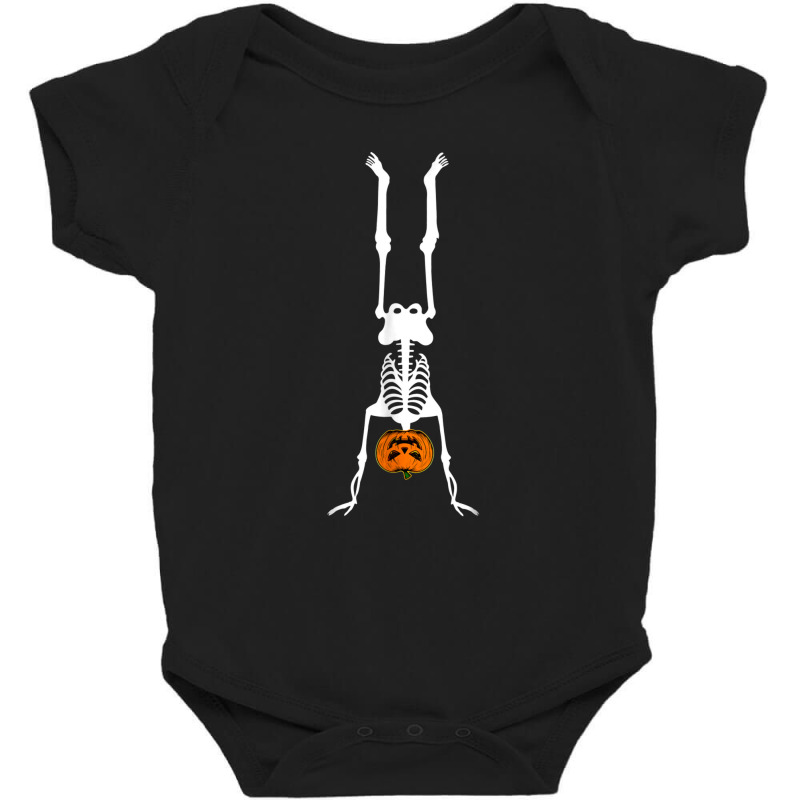 Skeleton Pumpkin Handstand Gymnastics Halloween Baby Bodysuit by Newest | Artistshot