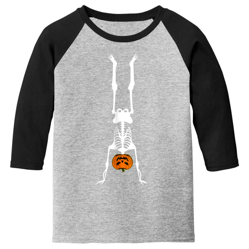 Skeleton Pumpkin Handstand Gymnastics Halloween Youth 3/4 Sleeve by Newest | Artistshot