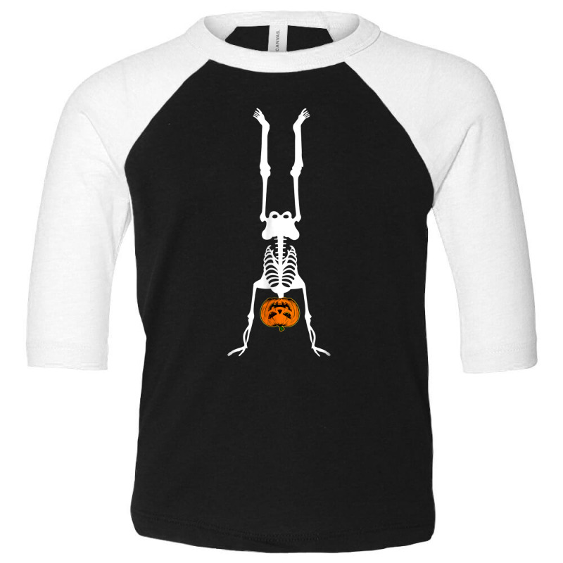 Skeleton Pumpkin Handstand Gymnastics Halloween Toddler 3/4 Sleeve Tee by Newest | Artistshot