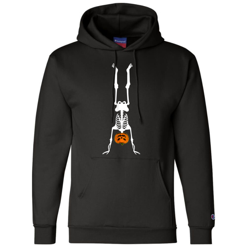 Skeleton Pumpkin Handstand Gymnastics Halloween Champion Hoodie by Newest | Artistshot