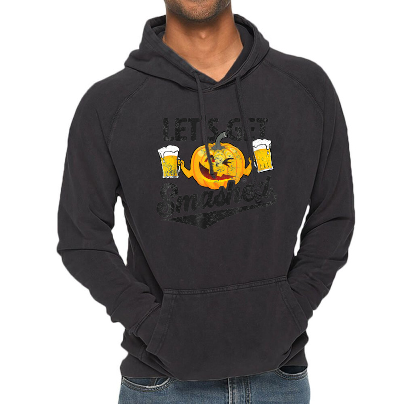 Lets Get Smashed Funny Pumpkin Beer Halloween Vintage Hoodie by Premium | Artistshot