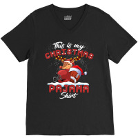 Football This Is My Christmas Pajama Football Christmas Light 364 V-neck Tee | Artistshot