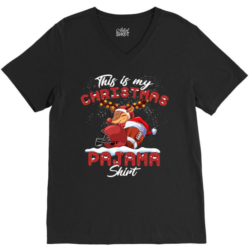 Football This Is My Christmas Pajama Football Christmas Light 364 V-Neck Tee by pester | Artistshot