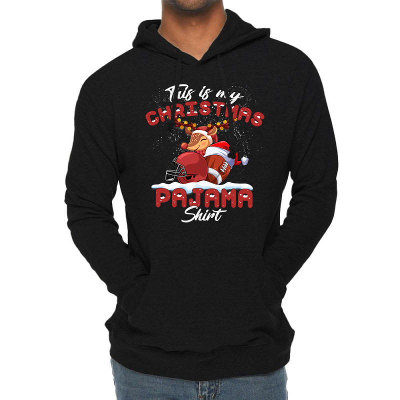 Football This Is My Christmas Pajama Football Christmas Light 364 Lightweight Hoodie by pester | Artistshot