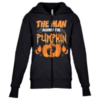 The Man Behind The Pumpkin Baby Dad Soon Halloween Pregnancy Youth Zipper Hoodie | Artistshot