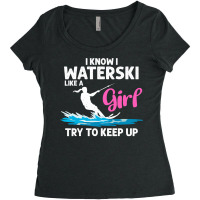 Funny Water Ski Designs For Women Girls Water Skier Athletes Women's Triblend Scoop T-shirt | Artistshot