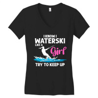 Funny Water Ski Designs For Women Girls Water Skier Athletes Women's V-neck T-shirt | Artistshot