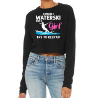 Funny Water Ski Designs For Women Girls Water Skier Athletes Cropped Sweater | Artistshot