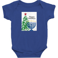 Happy Holidays Tree And Menorah  Art By Linda Woods Baby Bodysuit | Artistshot