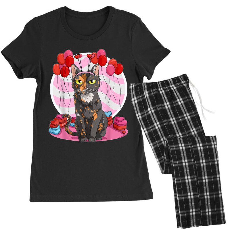 Tortoiseshell Cat Heart Valentine Day Decor Gift Women's Pajamas Set by cm-arts | Artistshot