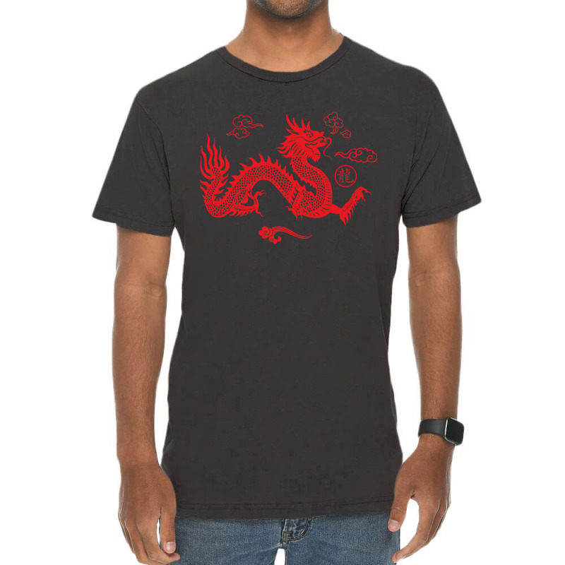 Red Japanese Dragon Aesthetic Grunge 90s Chinese Dragon Vintage T-shirt | Artistshot