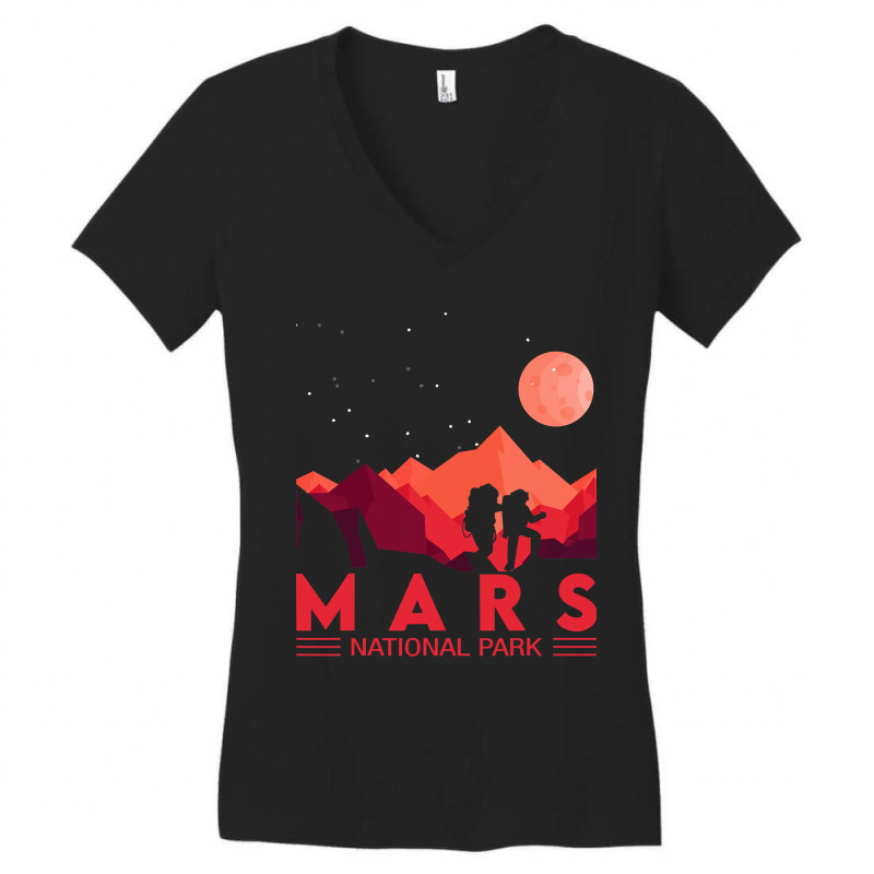 Red Mars Planet  Space National Park  Funny Mars Women's V-Neck T-Shirt by cm-arts | Artistshot