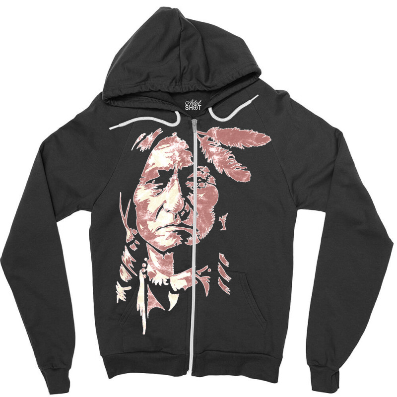 Sitting Bull Native American Chief Indian Warrior Classic Zipper Hoodie | Artistshot