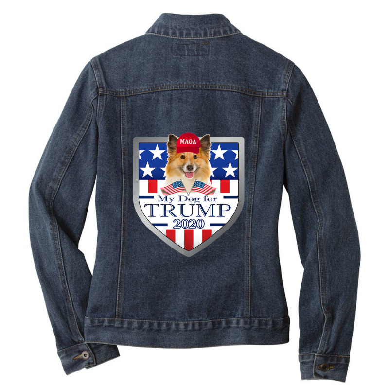 My Icelandic Sheepdog For Trump Ladies Denim Jacket by LembckeAleeya | Artistshot