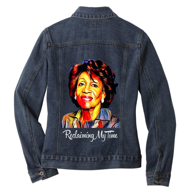 Black History Month  Reclaiming My Time Maxine Waters Painting Ladies Denim Jacket by TyrellDesign | Artistshot