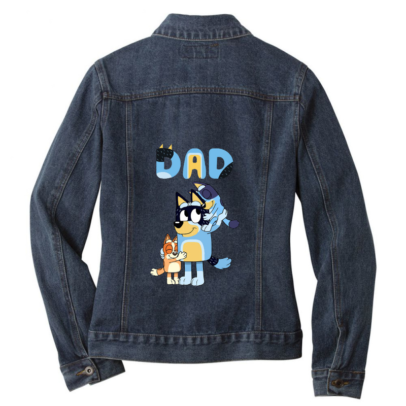 Dad Playing Son And Daughter Ladies Denim Jacket | Artistshot