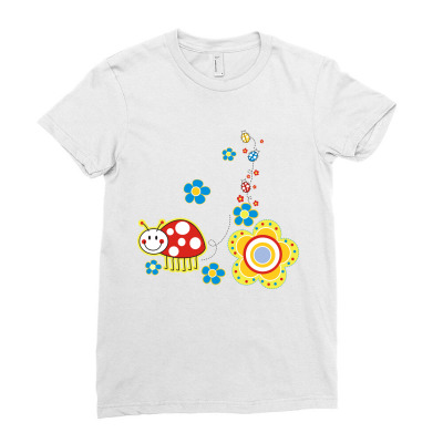 Ladybird, Insect, Animals, Flowers, Nature Ladies Fitted T-shirt Designed By Estore