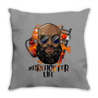 Bald Black Man Firefighter Life Throw Pillow | Artistshot