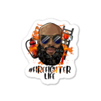 Bald Black Man Firefighter Life Sticker | Artistshot