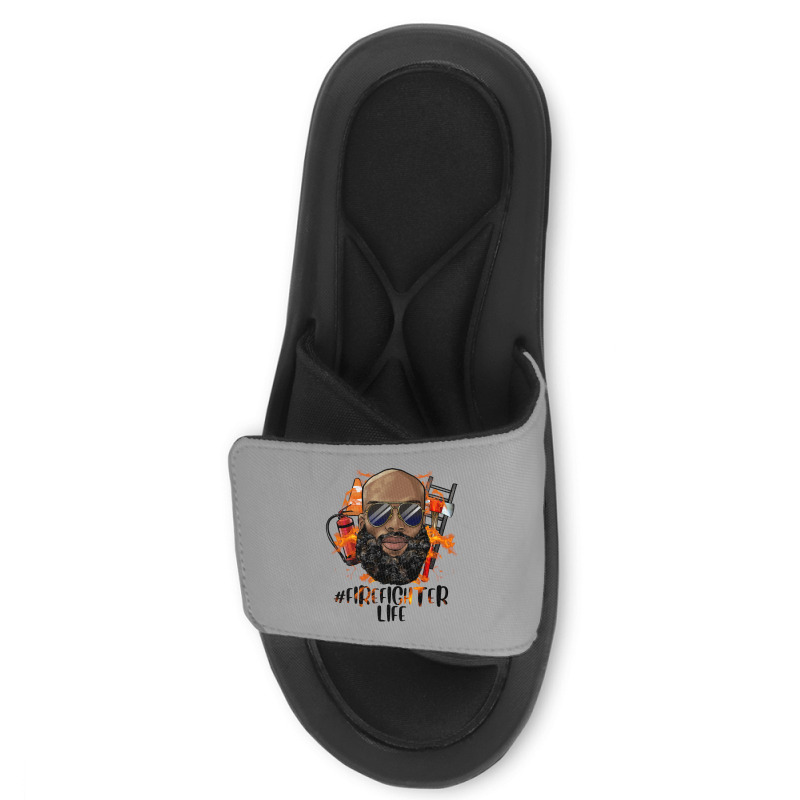 Bald Black Man Firefighter Life Slide Sandal | Artistshot