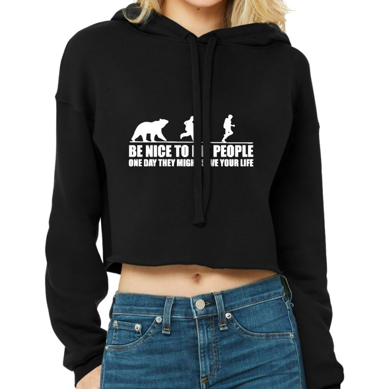 Be Nice To Fat People Bear Chase Funny Pub Joke Cropped Hoodie by cm-arts | Artistshot