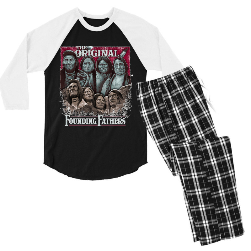 The Original Founding Fathers Mount Rushmore  Native American Indian C Men's 3/4 Sleeve Pajama Set | Artistshot