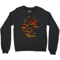 Germany Map Silhouette Towns Cities Flag Berlin Travel Crewneck Sweatshirt | Artistshot