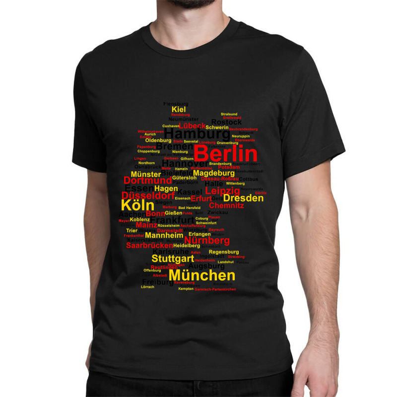 Germany Map Silhouette Towns Cities Flag Berlin Travel Classic T-shirt | Artistshot