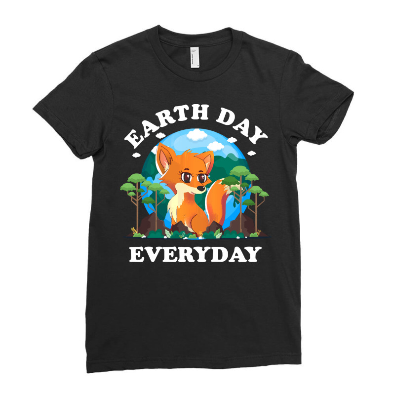 Fox Earth Day Everyday T  Shirt Earth Day Everyday Fox Animal Nature P Ladies Fitted T-Shirt by cm-arts | Artistshot