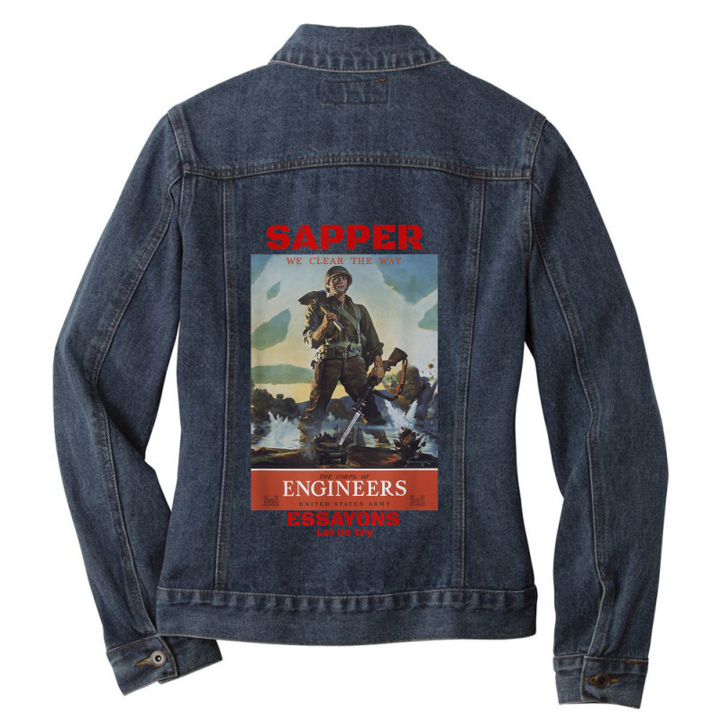 Sapper Army Combat Engineer Corps Veterans And Military Ladies Denim Jacket by BessieCarolyn | Artistshot