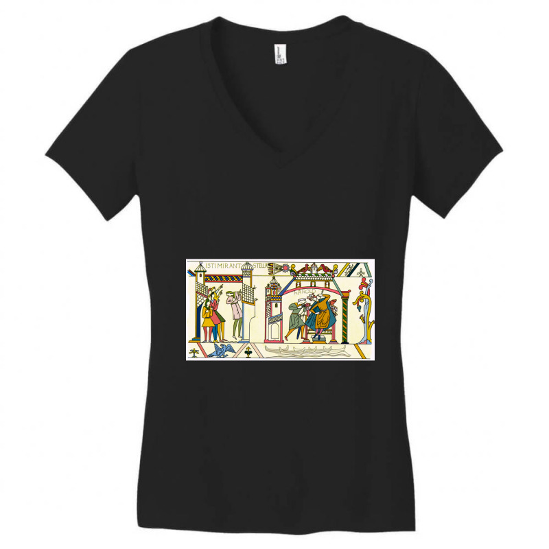 Bayeux Tapestry - Halley_s Comet Women's V-Neck T-Shirt by cm-arts | Artistshot