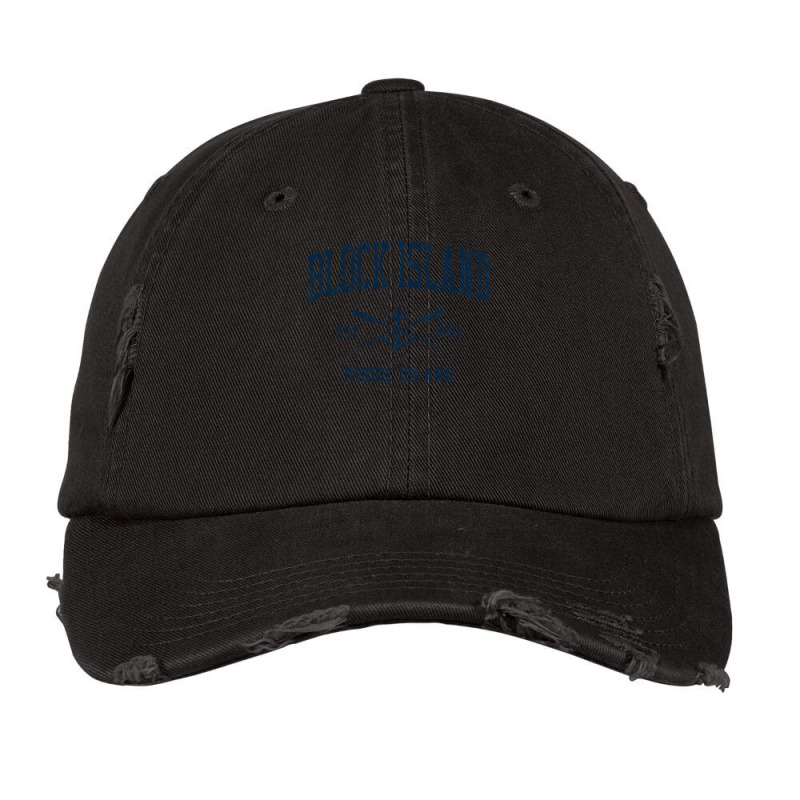 Block Island Ri Vintage Navy Crossed Oars & Boat Anchor Vintage Cap by cm-arts | Artistshot