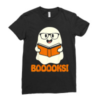 Booooks Ghost Boo Read Books Library Teacher Halloween Cute Ladies Fitted T-shirt | Artistshot