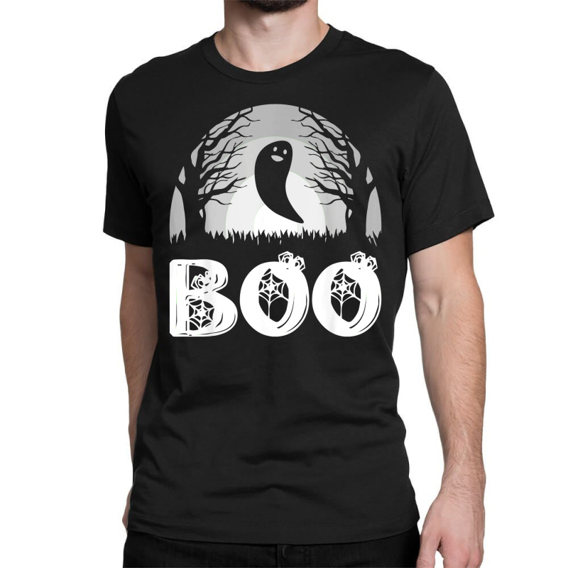 Boo With Spiders And Ghost Halloween Classic T-shirt by Newshirt | Artistshot