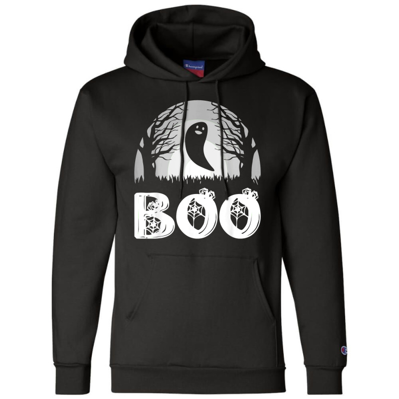 Boo With Spiders And Ghost Halloween Champion Hoodie by Newshirt | Artistshot