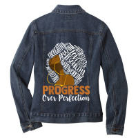 Progress Over Perfection Teacher Black History Month Music Vintage Ladies Denim Jacket | Artistshot