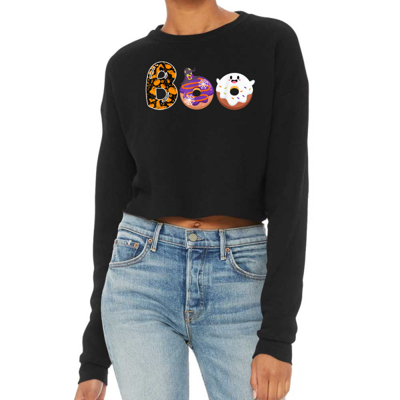 Boo Donuts Ghost Funny Halloween Donut Cropped Sweater by Premium | Artistshot