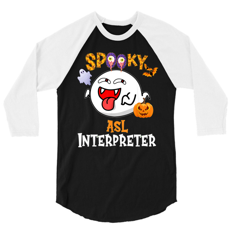 Boo Halloween Costume Spooky Asl Interpreter 3/4 Sleeve Shirt | Artistshot